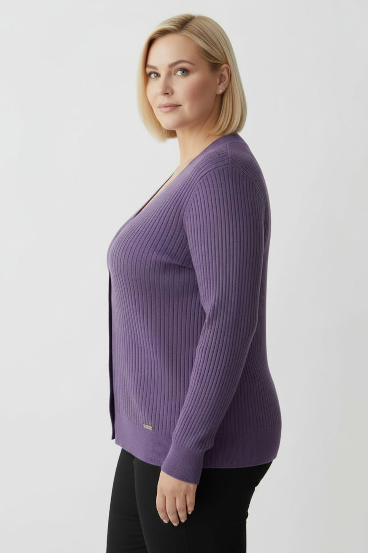 Strickjacke in Ripp-Optik - lila