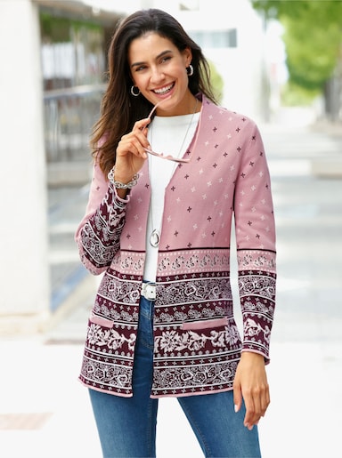 Strickjacke - hortensie-burgund-gemustert