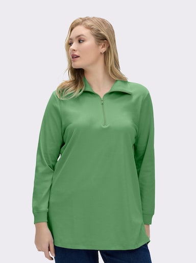 Longsweatshirt mit Umlegekragen - apfel