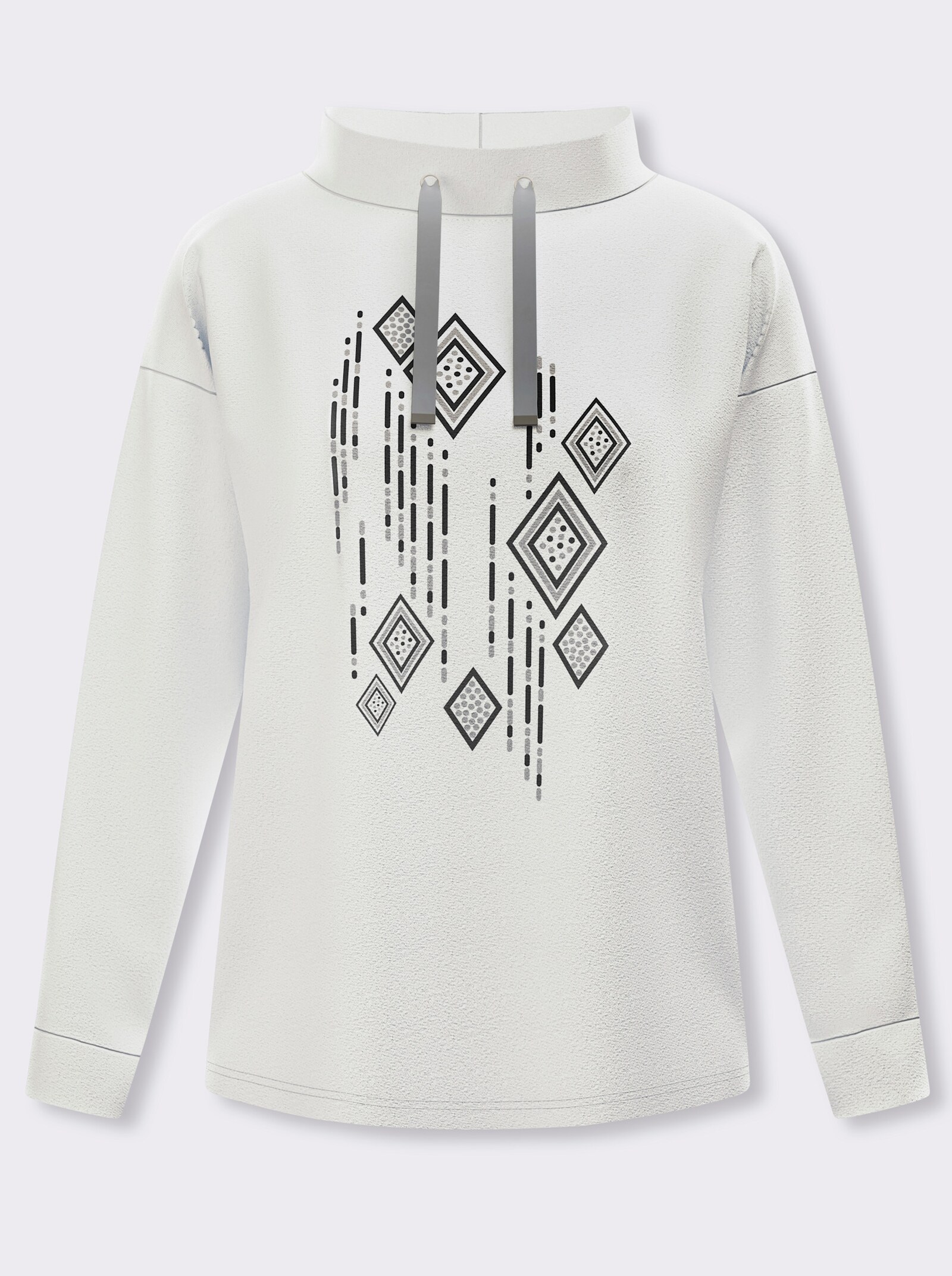  Stehkragenshirt in Interlock-Qualität - ecru-schwarz