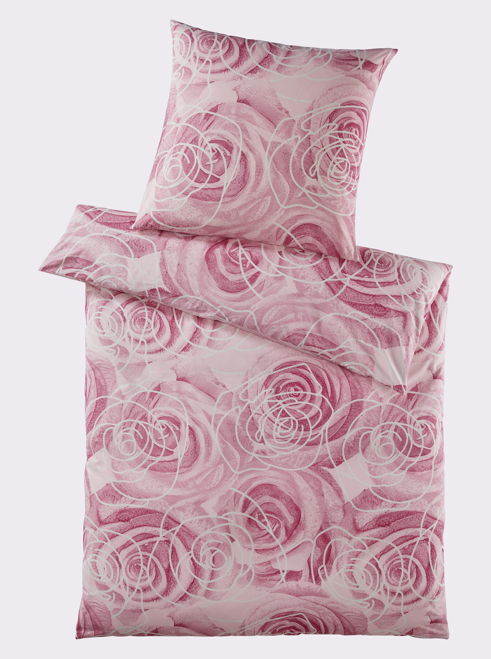 heine home Bettwäsche mit Rosenmuster - hellrosé-mauve-bedruckt