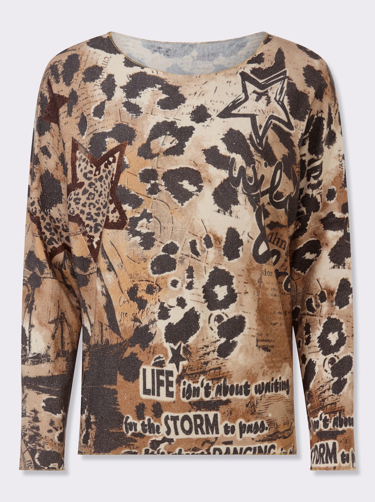 heine Pullover - champagner-graphit-bedruckt