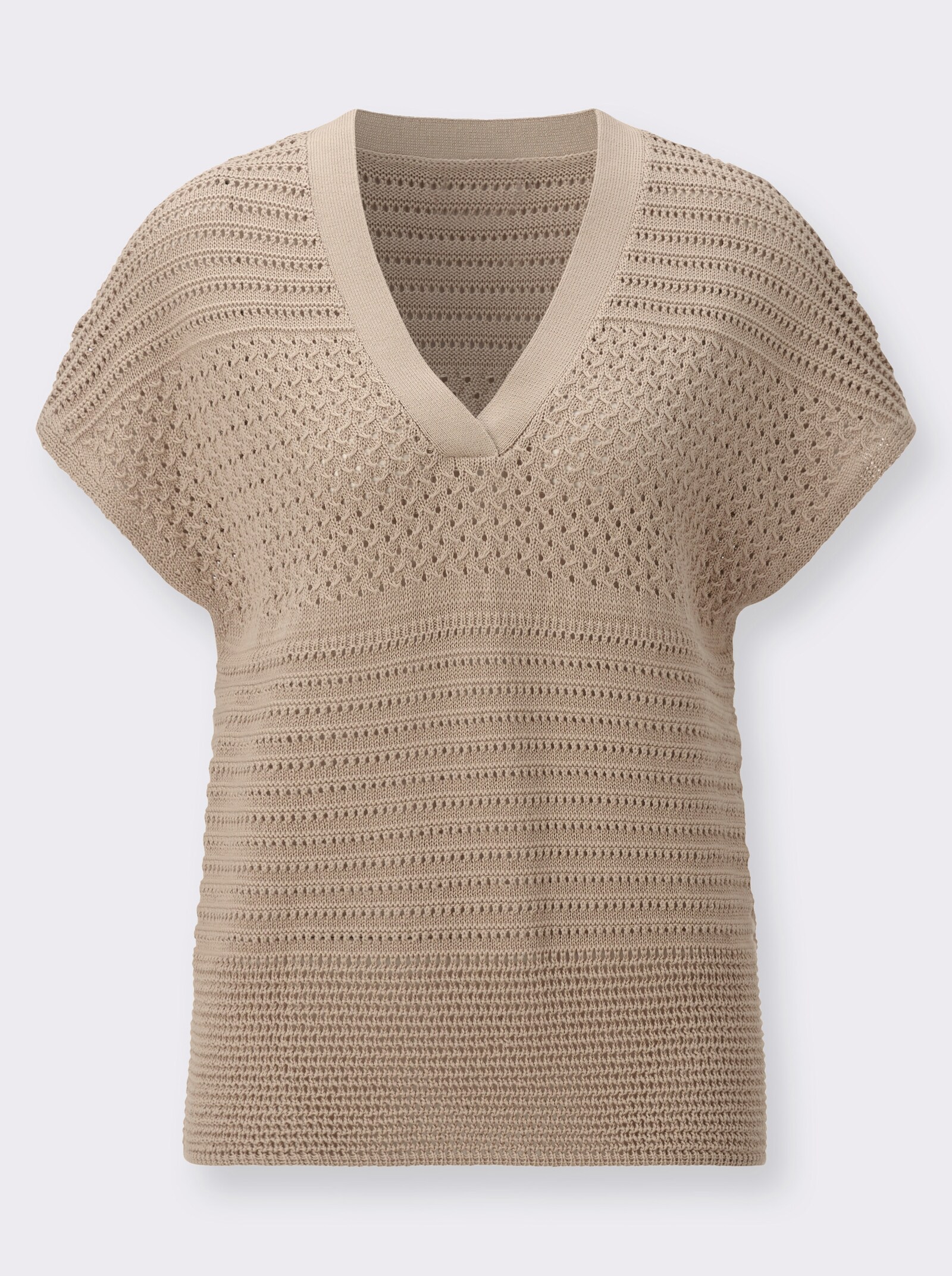 V-Ausschnitt-Pullover im mustermix - beige