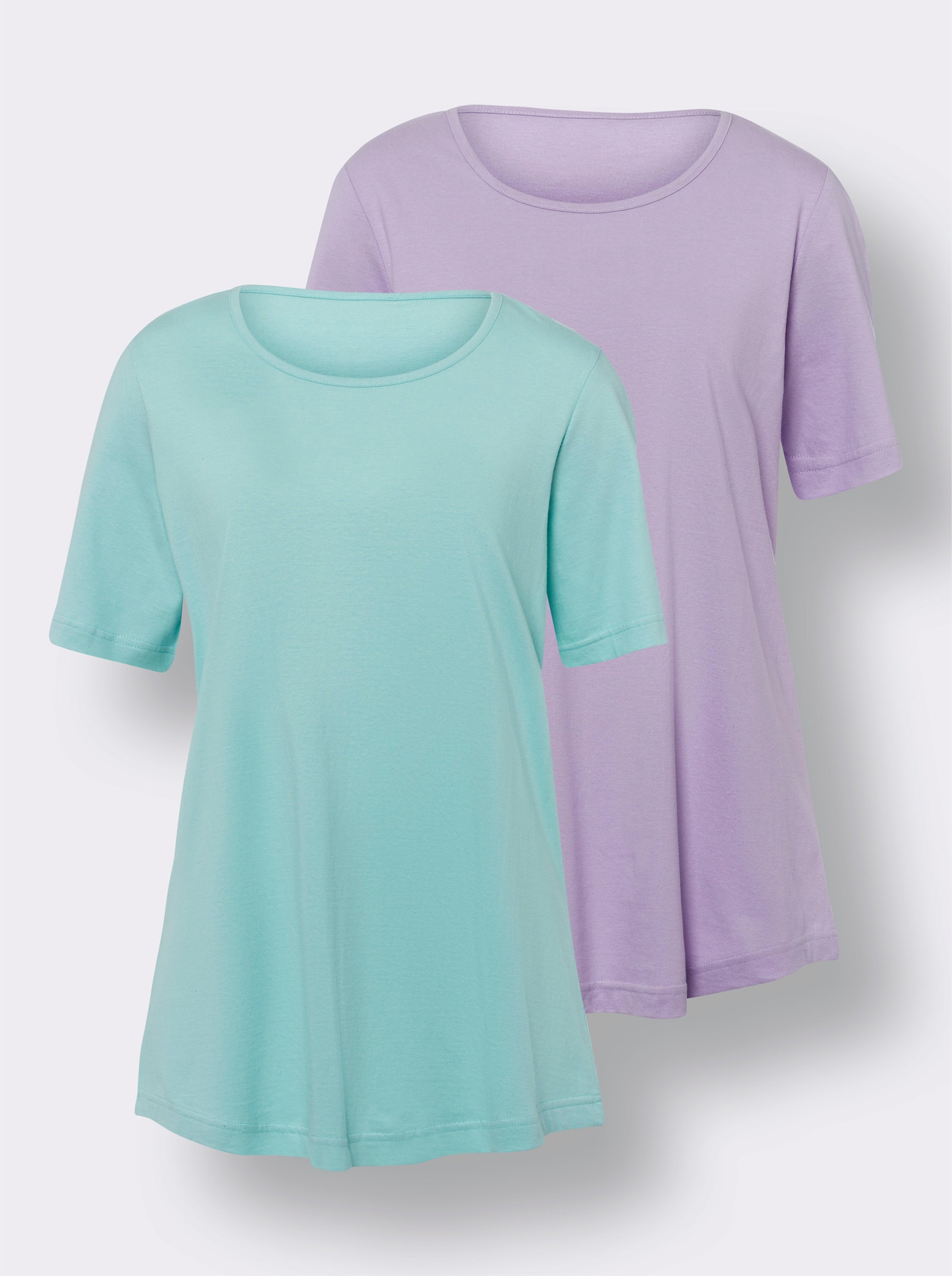 Longshirt im Doppelpack - flieder + mint