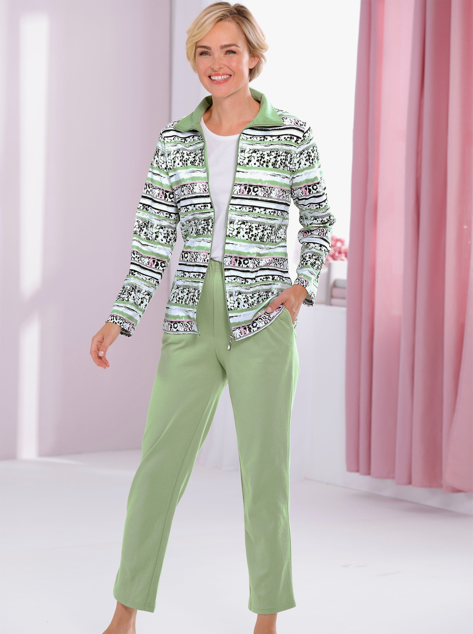 feel good Hausanzug in Interlock-Qualität - eucalyptus-bedruckt