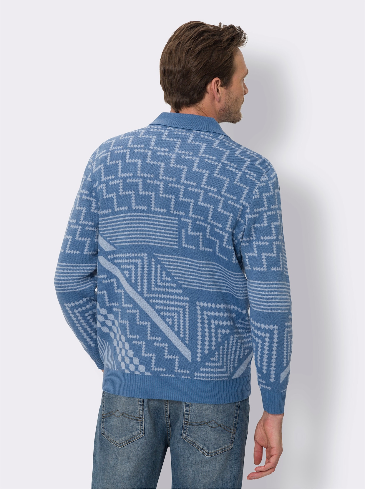 Polopullover - mittelblau-bleu-gemustert