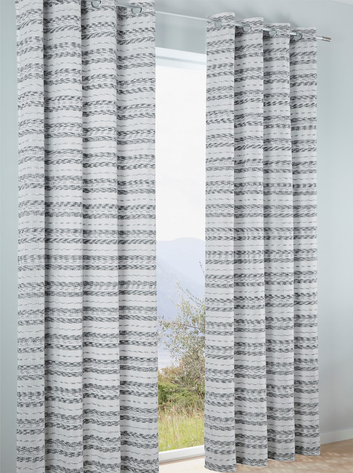 heine home Decoratieve vitrage - wit/zwart