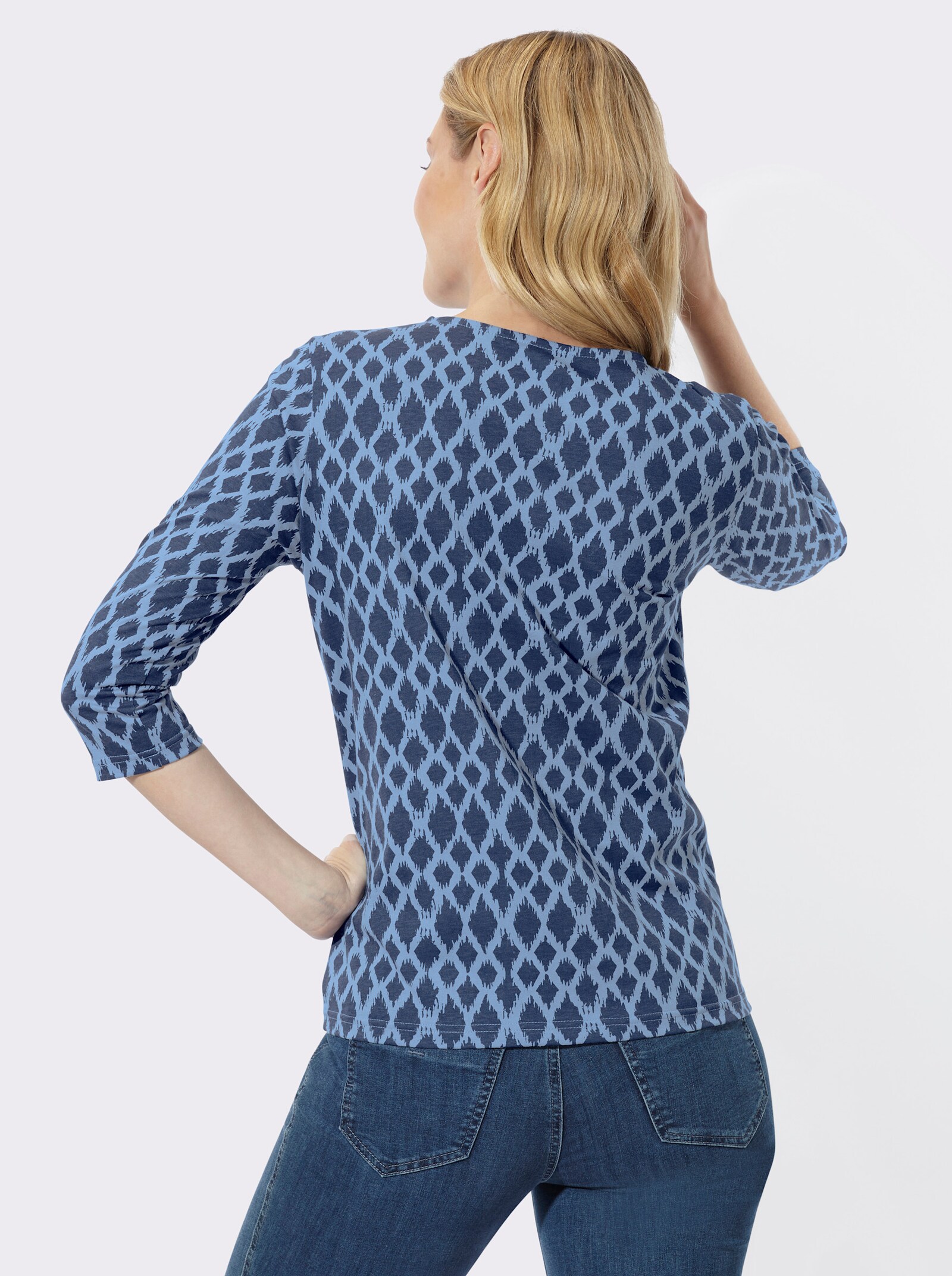  3/4-Arm-Shirt mit modischem Druckmuster - jeansblau-bleu-bedruckt