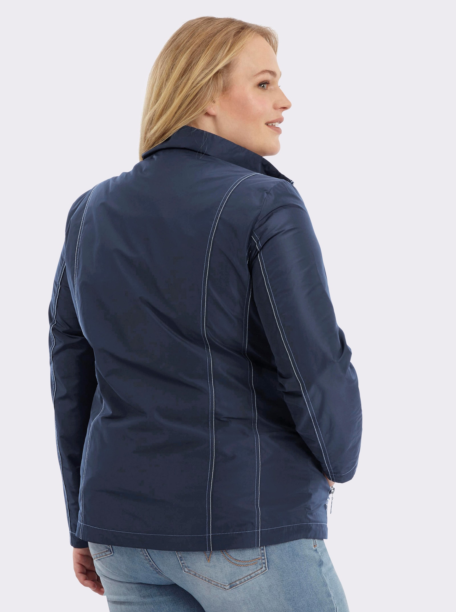 Übergangsjacke mit kontrastfarbigen Ziernähten - marine