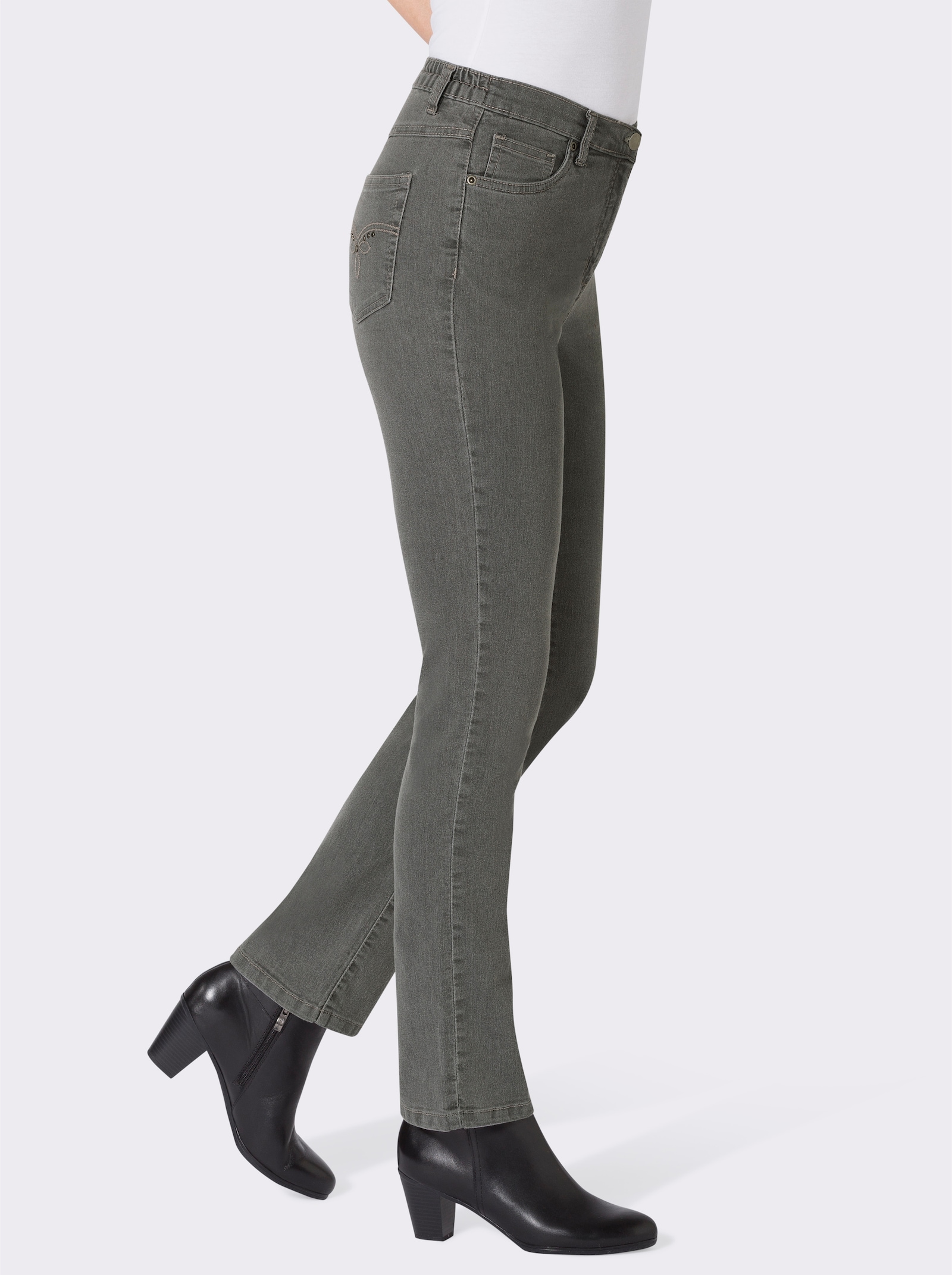 5-Pocket-Jeans mit Stickerei-Motiv - grey-denim