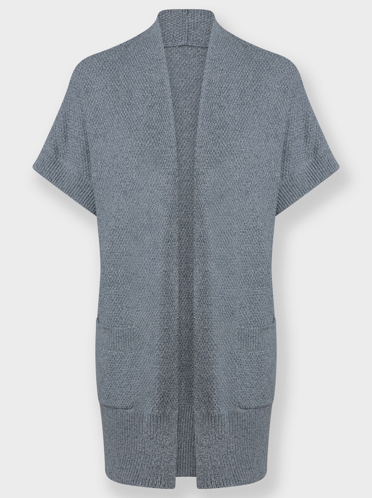 Longstrickjacke - rauchblau-meliert