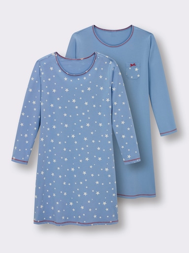 wäschepur Sleepshirts - blau-bedruckt + blau