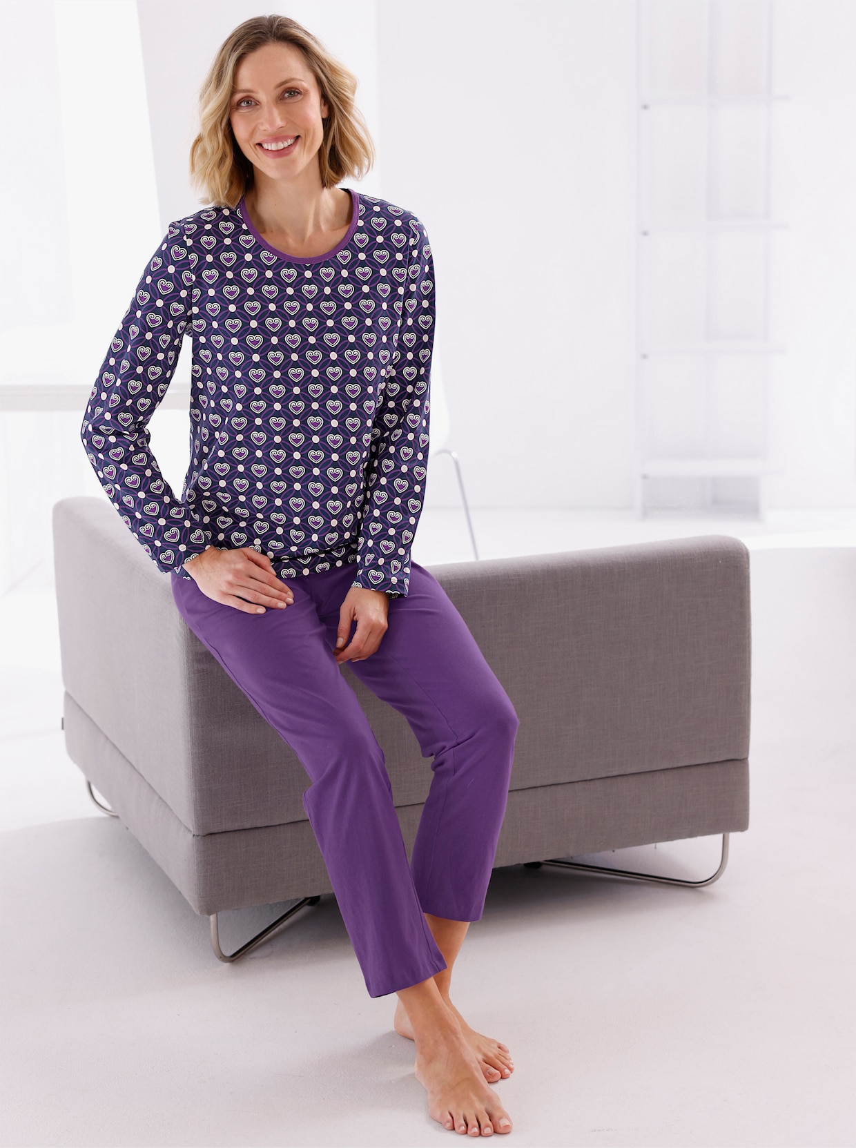 wäschepur Pyjama's - lila/donkerblauw bedrukt