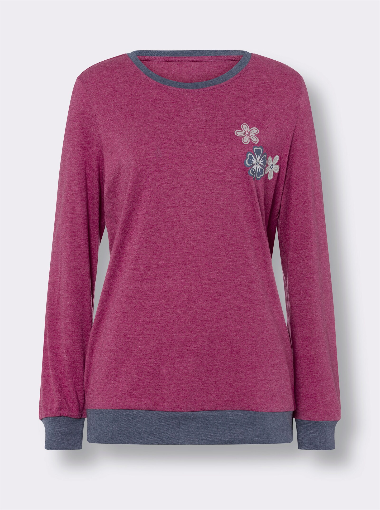 Schlafanzug mit kleinem Blüten-Druck - erika-rauchblau