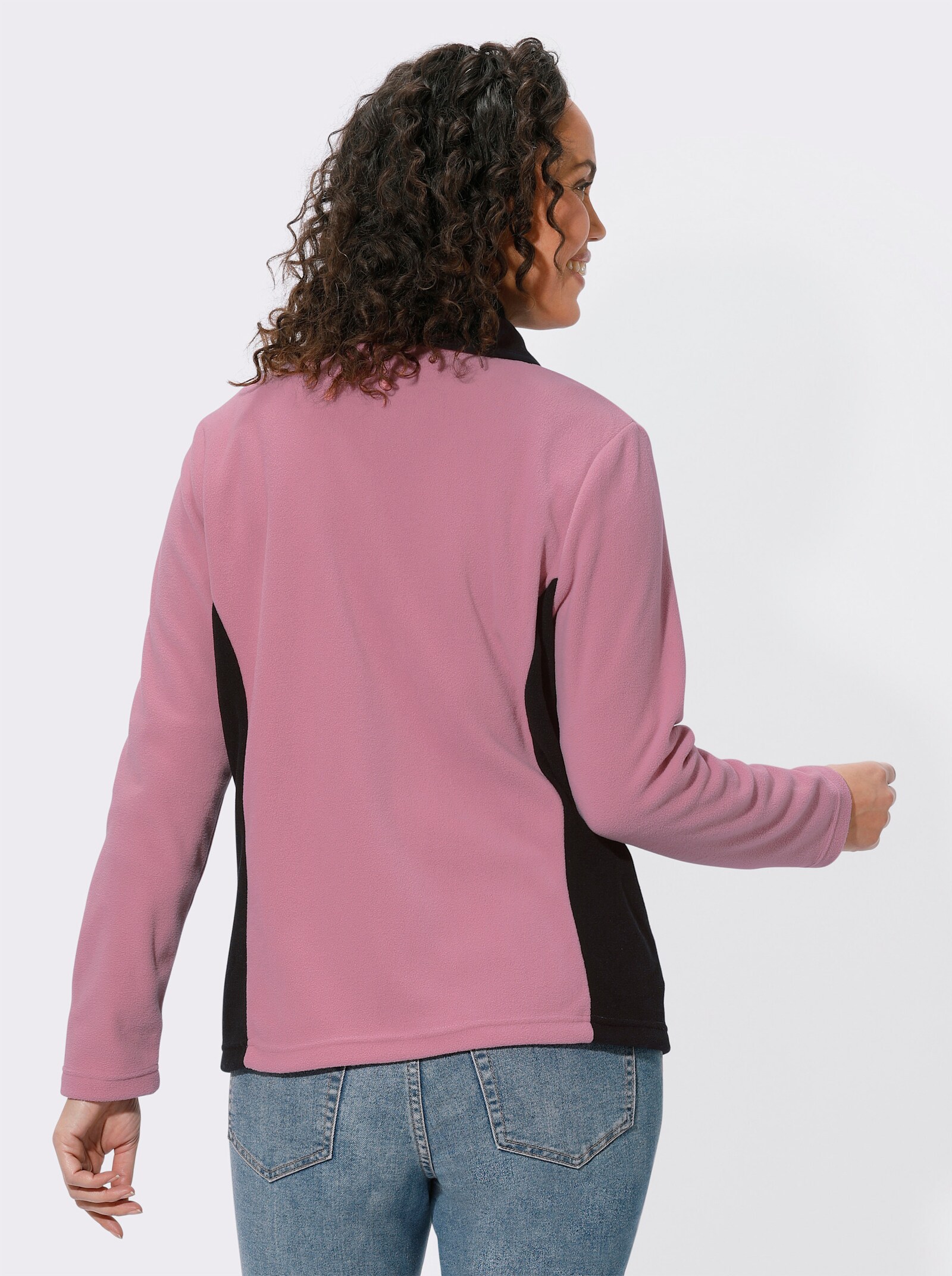 Fleecejacke mit Kontraststreifen - altrosa