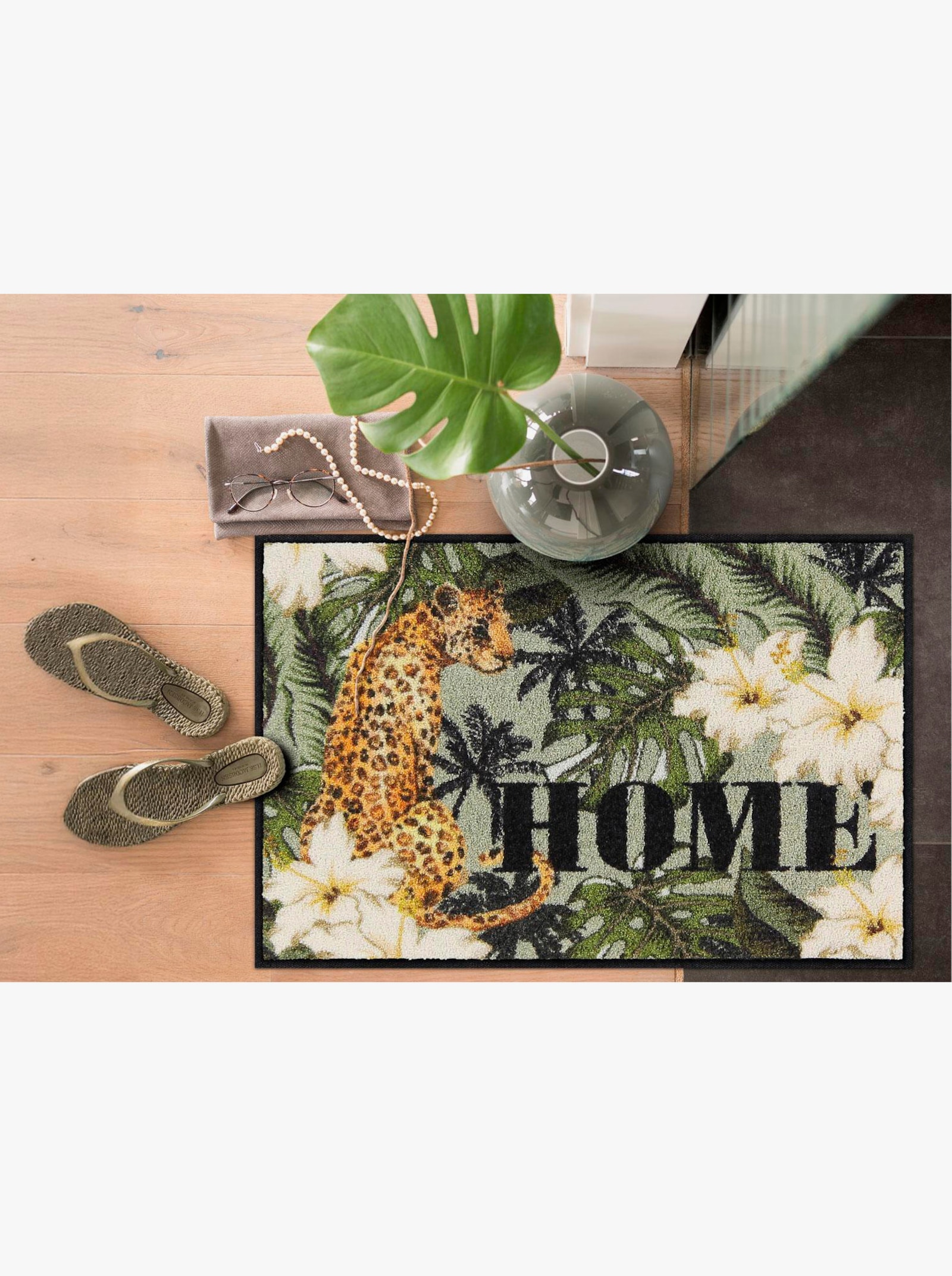 Salonloewe Fußmatte - grün-ecru-bedruckt
