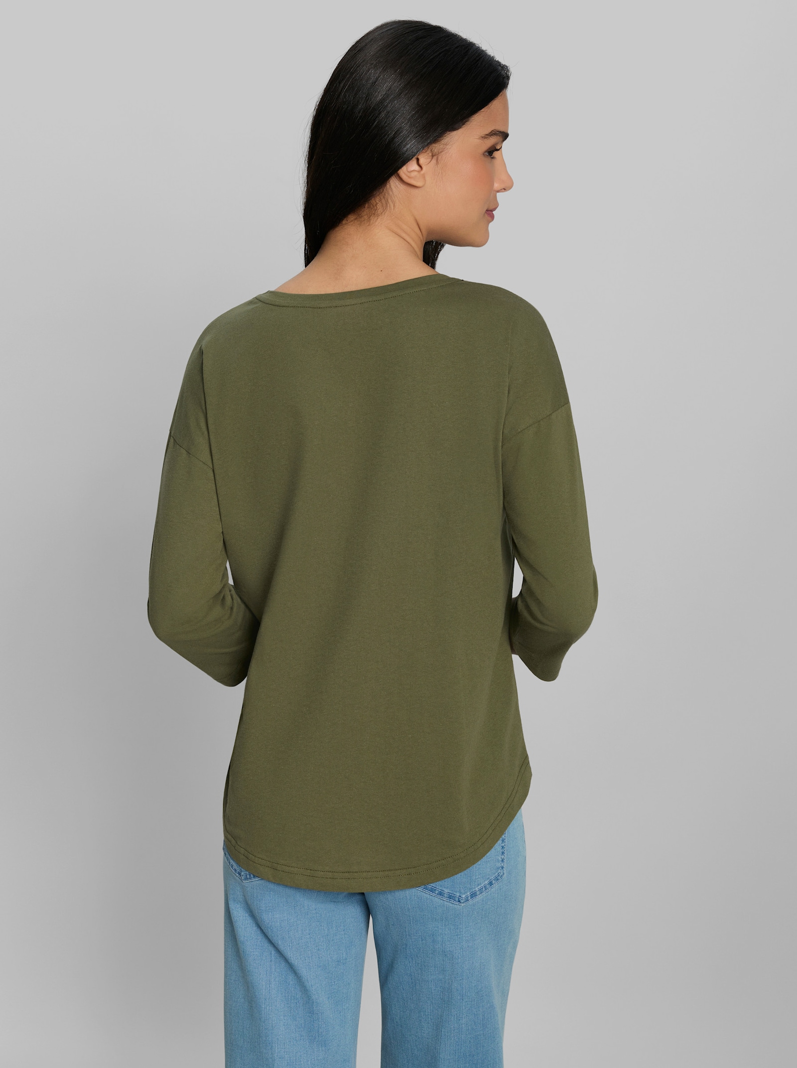heine 3/4-Arm-Shirt mit Glitzersteinchen - oliv