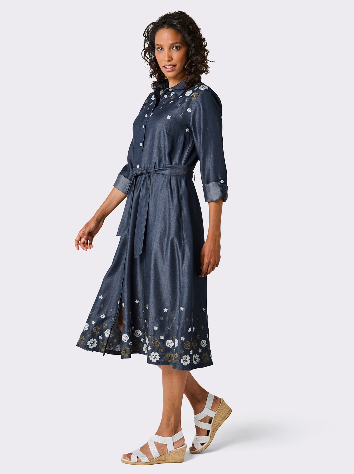 CREATION L PREMIUM Webkleid - blue-stone-washed