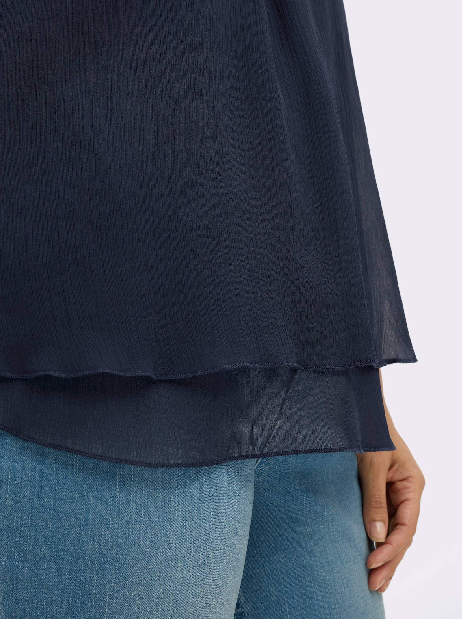 Blusentop in Crêpe-Qualität - marine