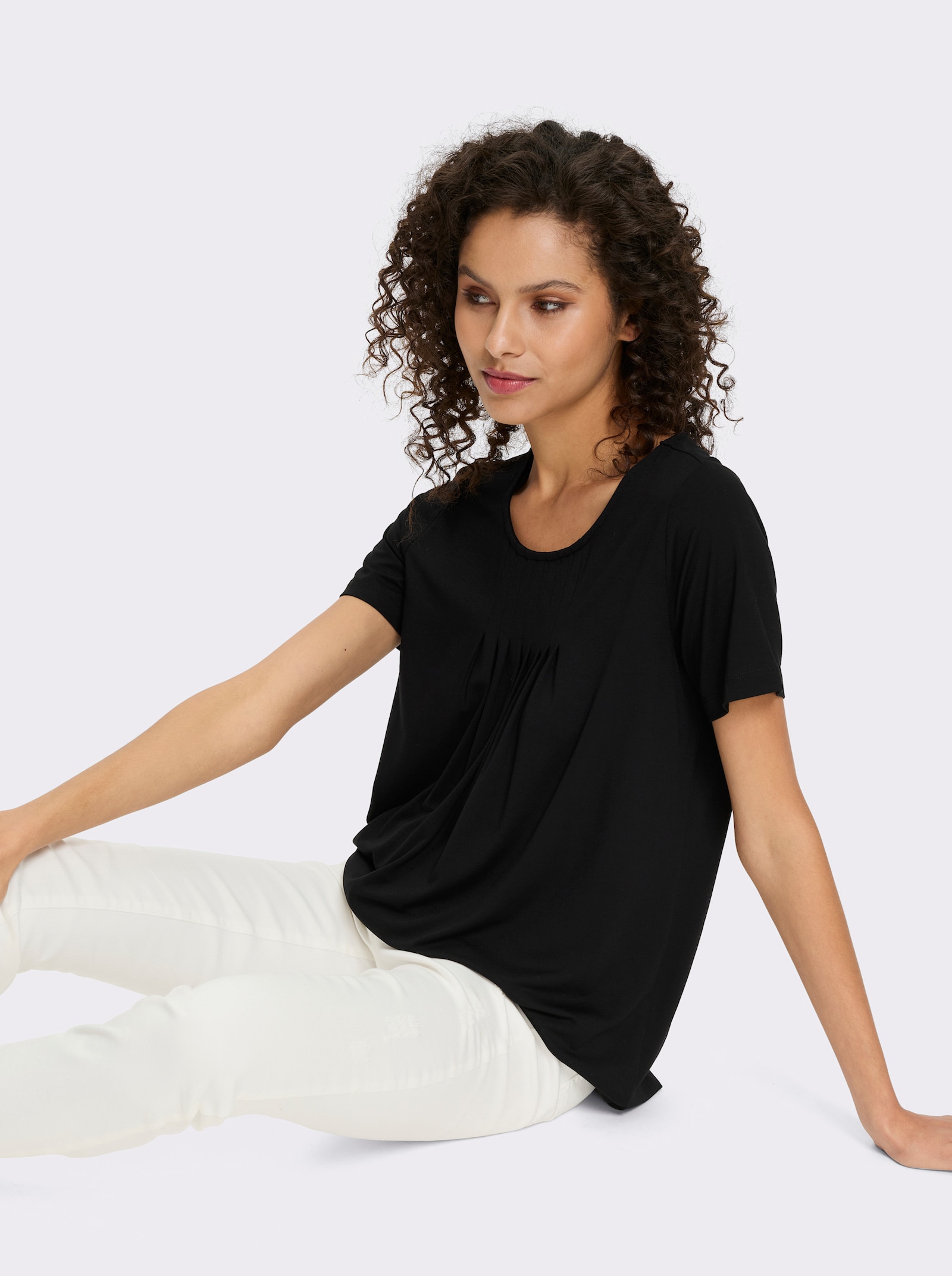 heine T-Shirt in A-Form - schwarz