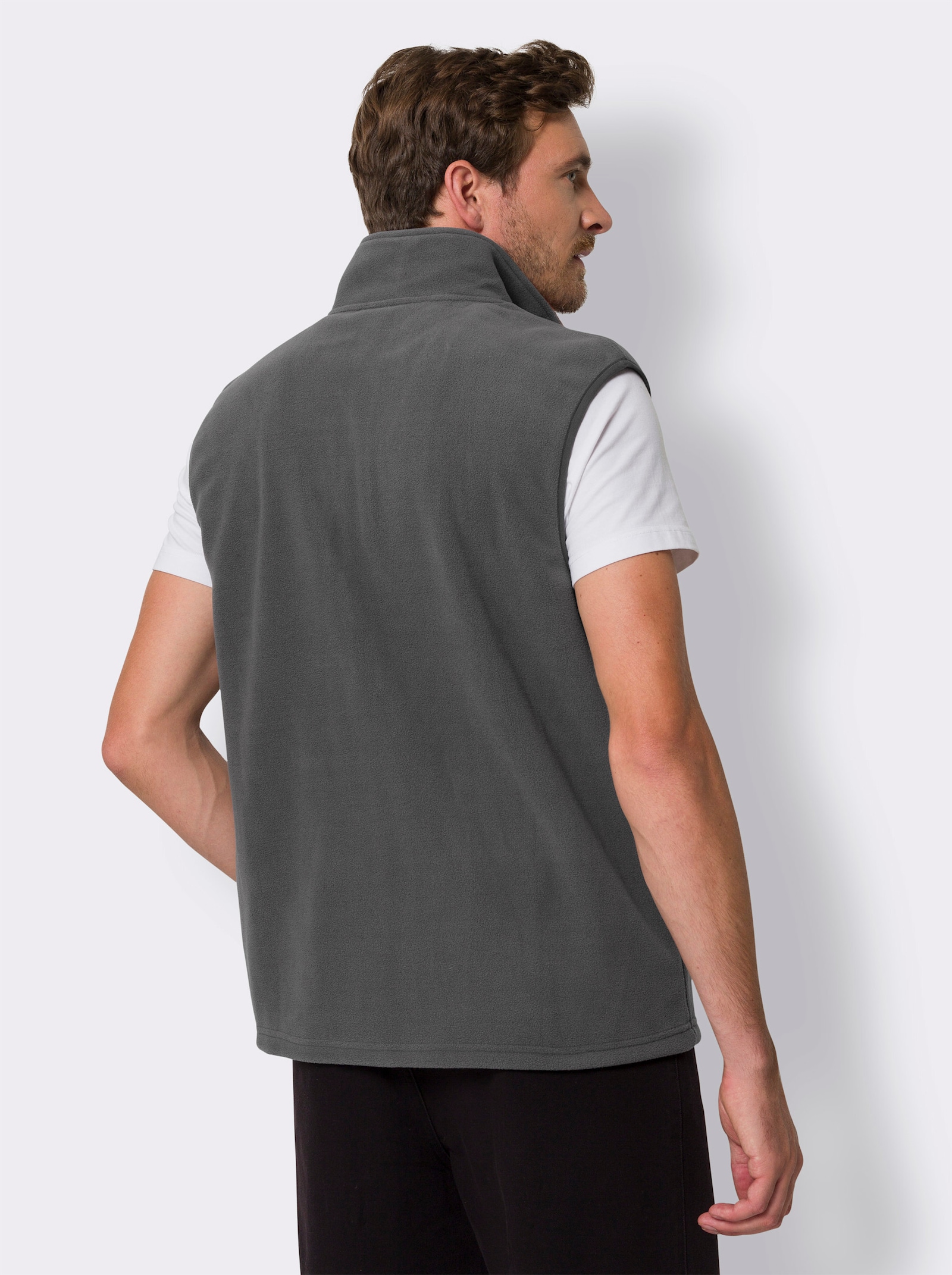 Fleeceweste mit Kontrast-Details - anthrazit