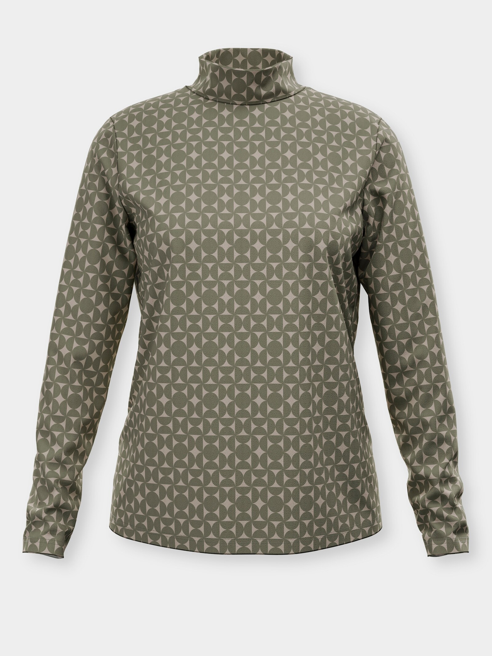  Stehkragenshirt mit Minimalmuster - khaki-beige-bedruckt