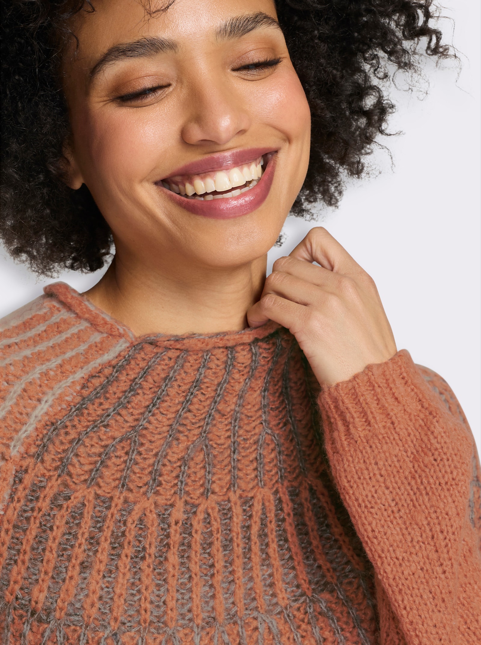 heine Strickpullover mit Raglanärmeln - papaya-meliert
