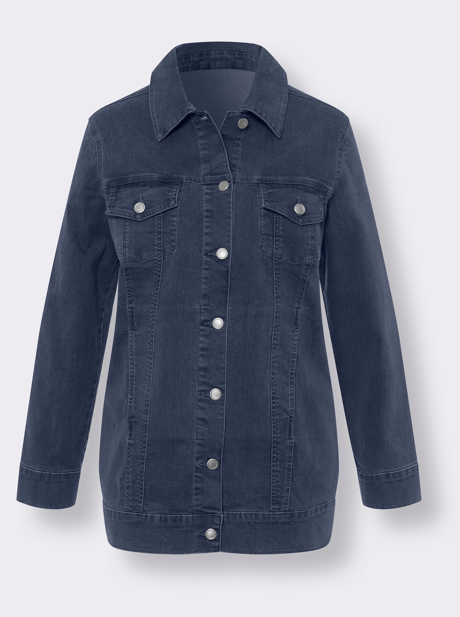 Jeansjacke in Longform - blue-stone-washed