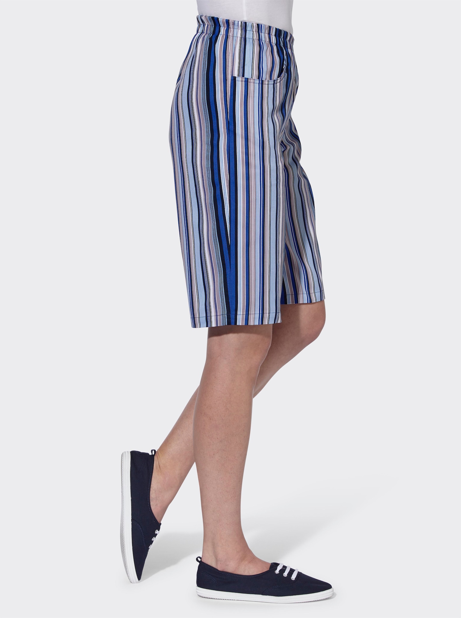 Bermudas mit Rundum-Dehnbund - jeansblau-gestreift