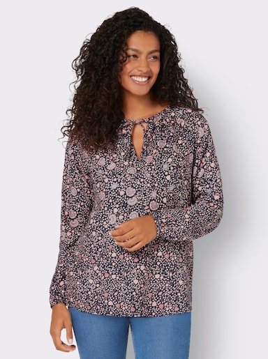 Tunika im floralen Verlaufsmuster - marine-rosenholz-bedruckt