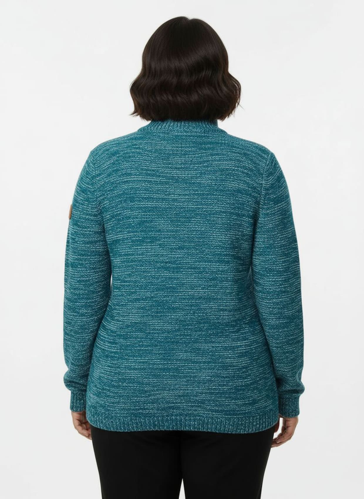 Troyer mit gerippten Abschlüssen - petrol-meliert