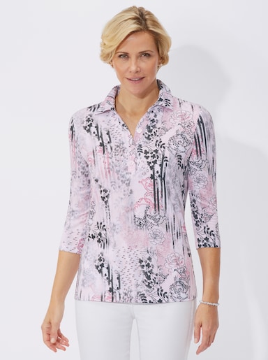 Poloshirt mit floralem Druck - altrosé-grau-bedruckt