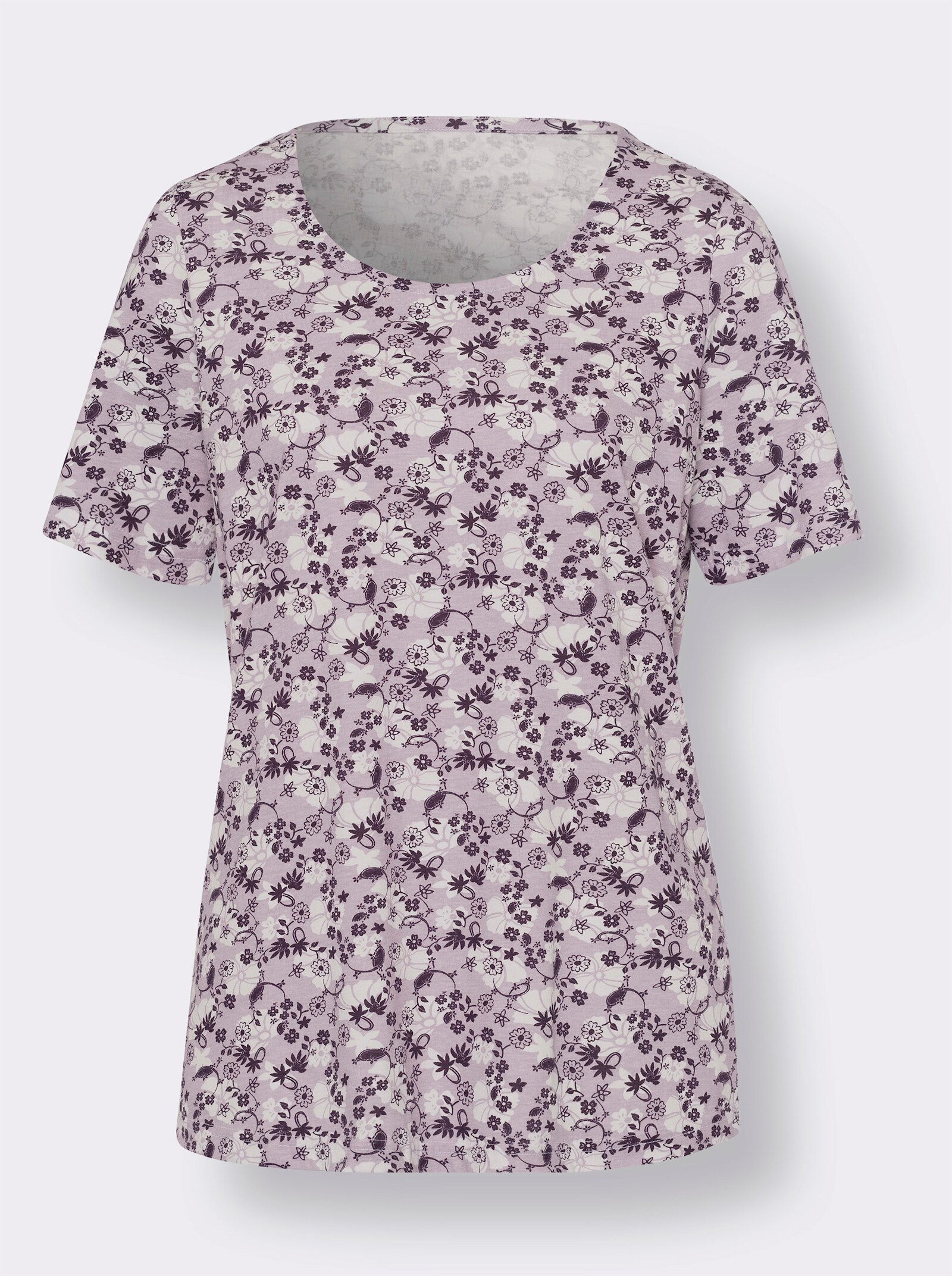 Schlafanzug mit bedruckten Galonstreifen - flieder-traube-bedruckt