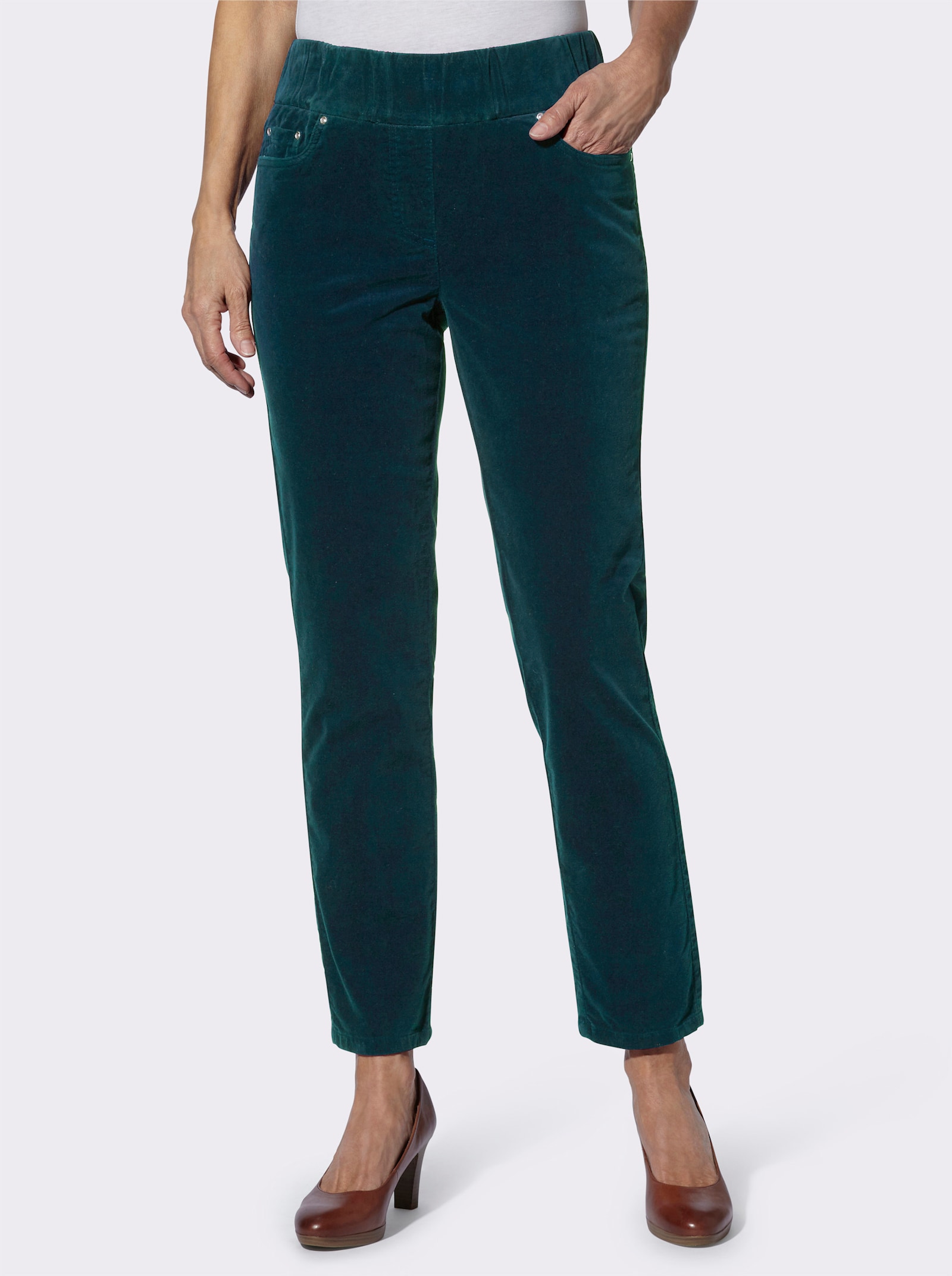 Comfortbroek van fluweel - petrol