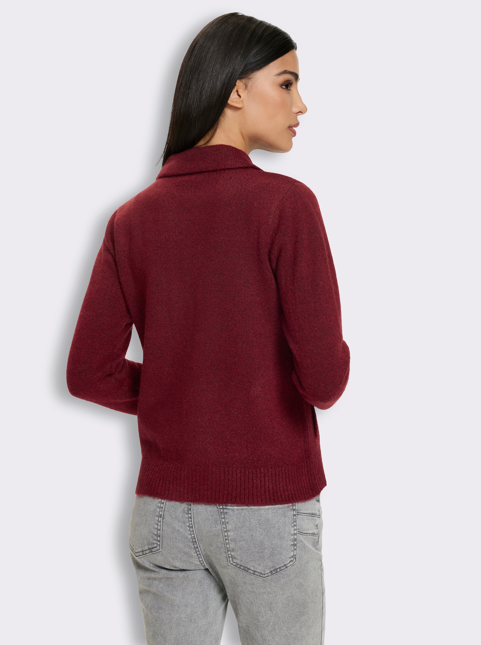 heine Strickjacke mit 2-Wege-Zipper - dunkelrot