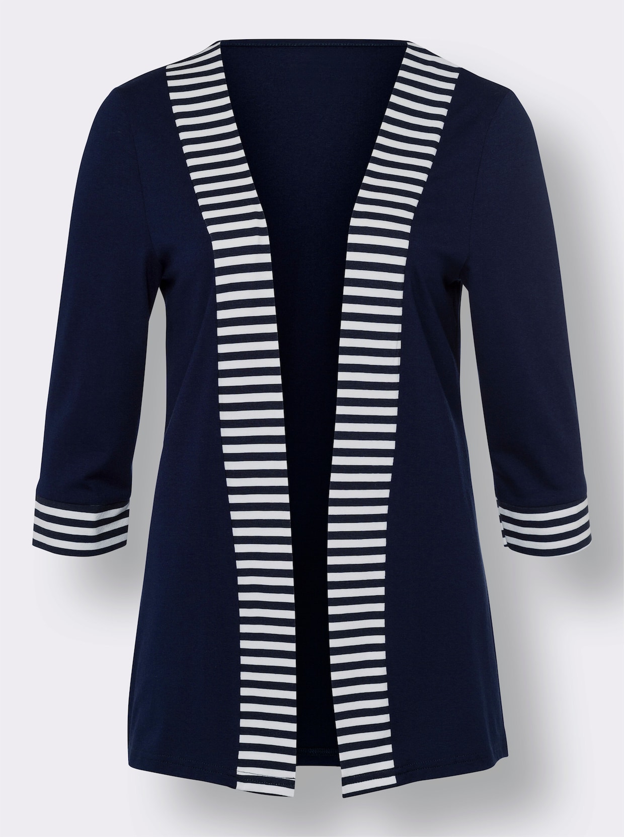 Úpletový kabátik - námornícka modrá a biela