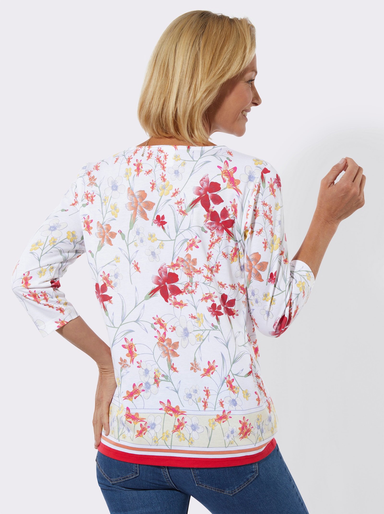 Rundhalsshirt in Baumwoll-Qualität - erdbeere-eucalyptus-bedruckt