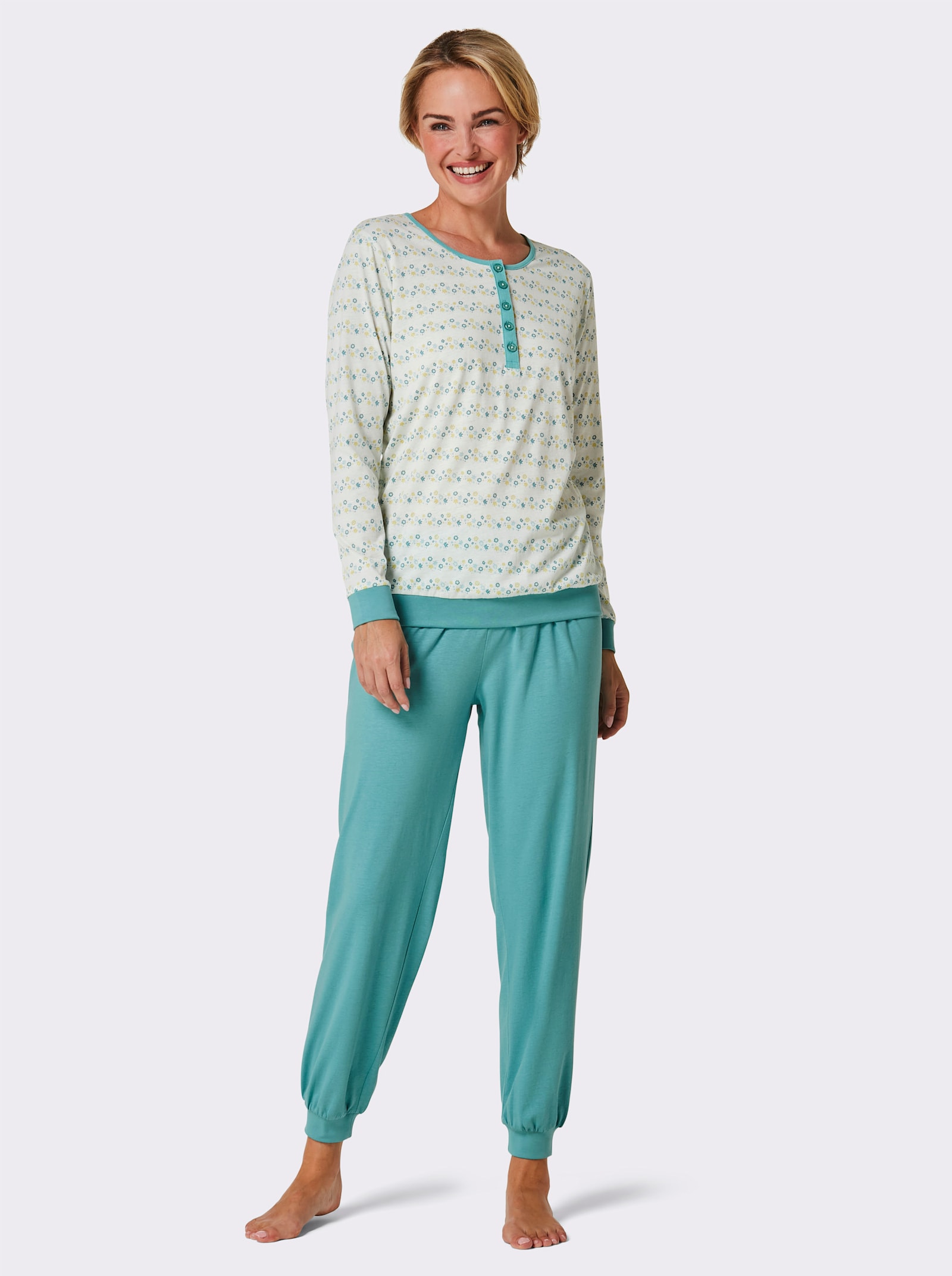 wäschepur Pyjama's van single-jersey - oceaan + flamingo