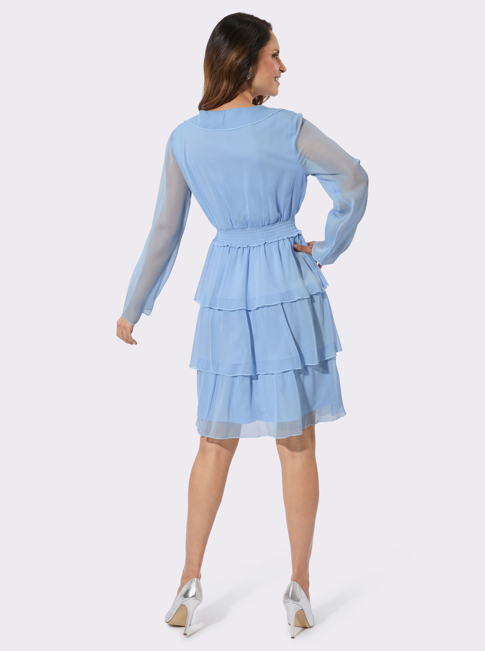 Webkleid in Stufenform - eisblau