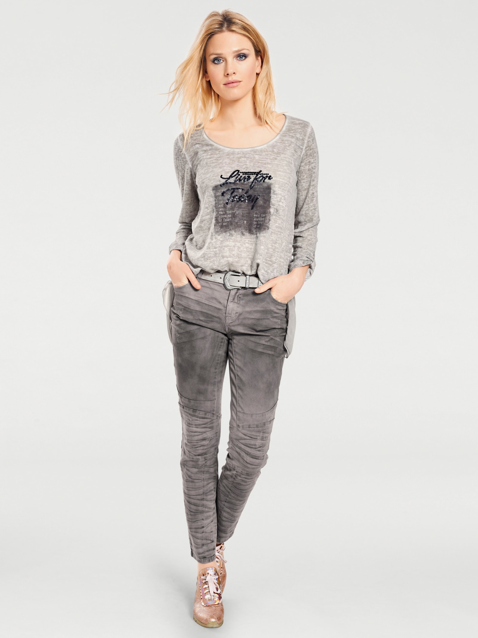 heine Boyfriend-broek oil-dyed-look - grijs