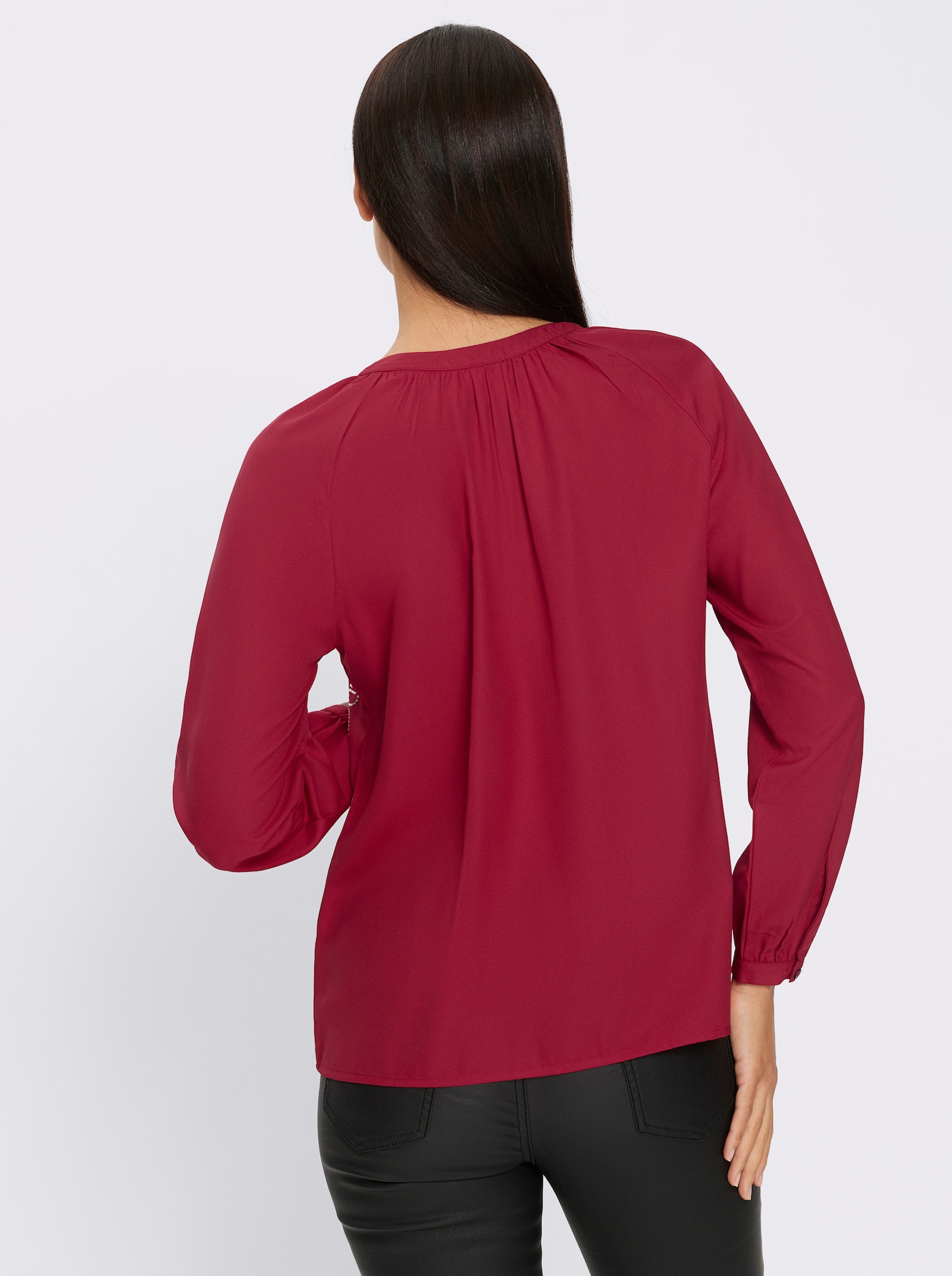 heine Schlupfbluse mit Schriftzug - kirsche-ecru