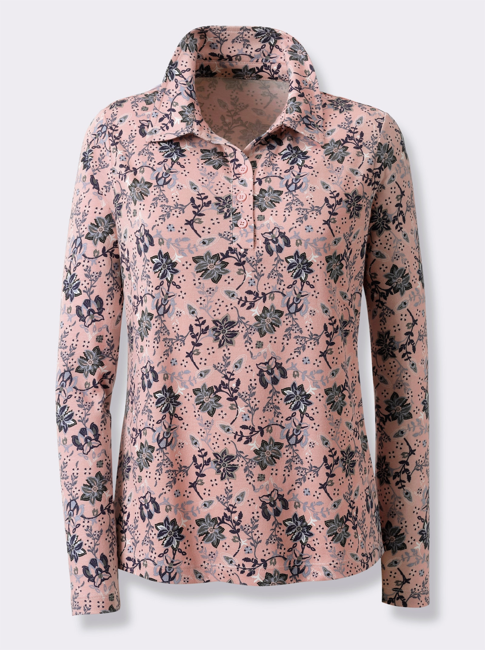 Print-Shirt mit Hemdkragen - rosenquarz-marine-bedruckt