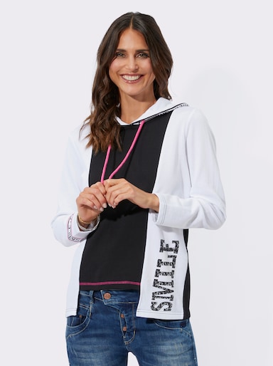 Sweatshirt mit Lettering-Details - schwarz-weiß