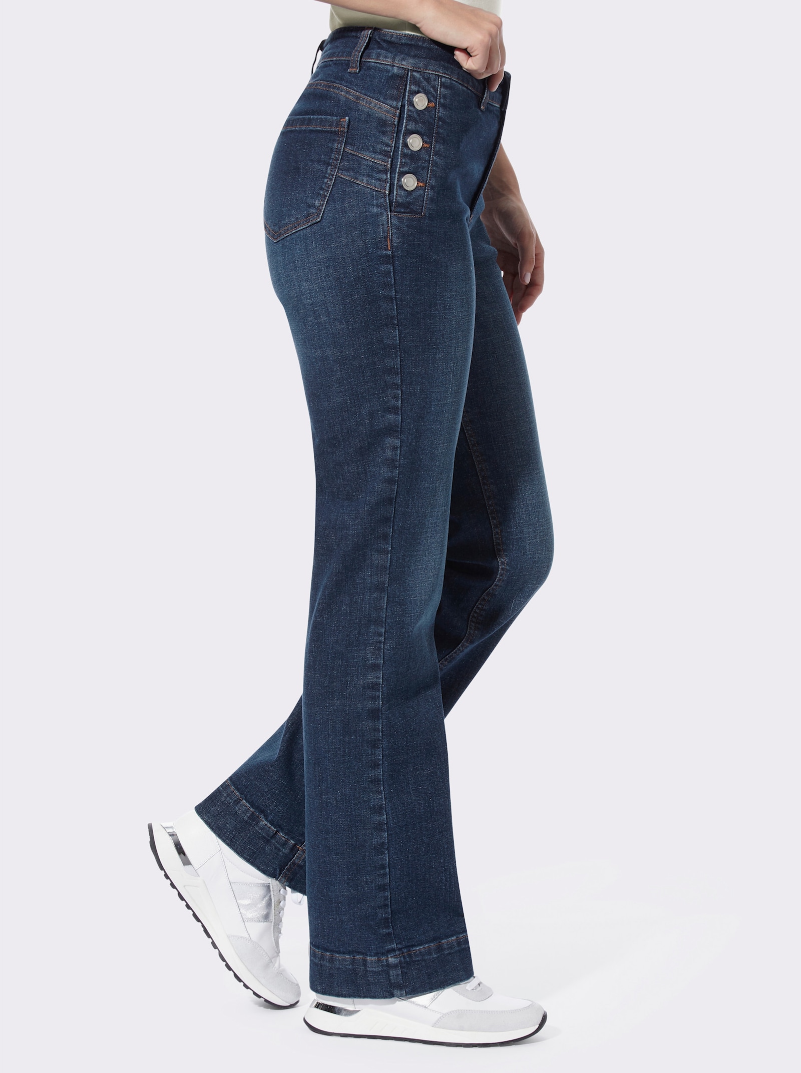 heine Bootcut-Jeans mit ausgestelltem Saum - blue-stone-washed