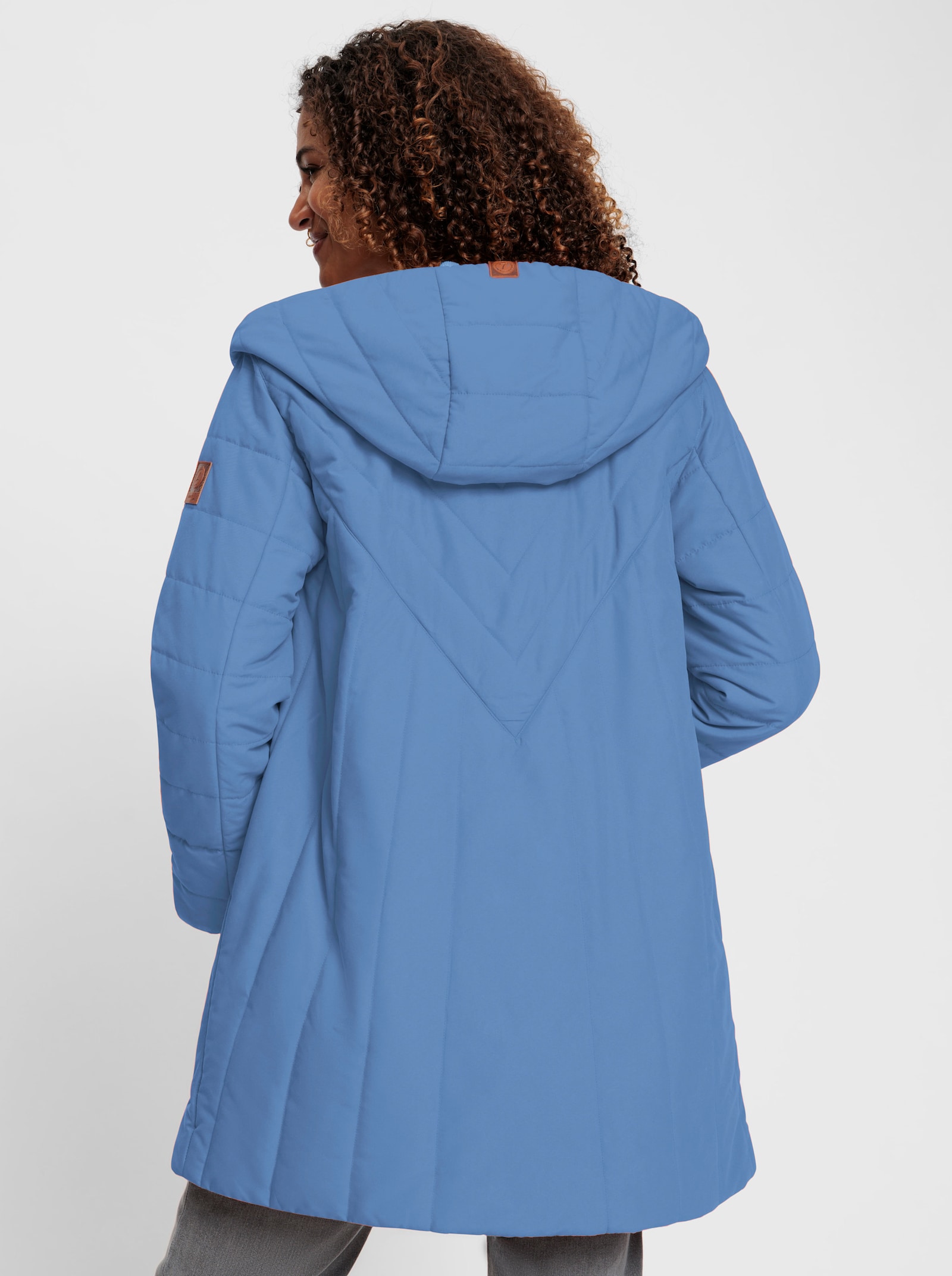  Jack met mix van doorgestikte patronen, warm - middenblauw/steengrijs