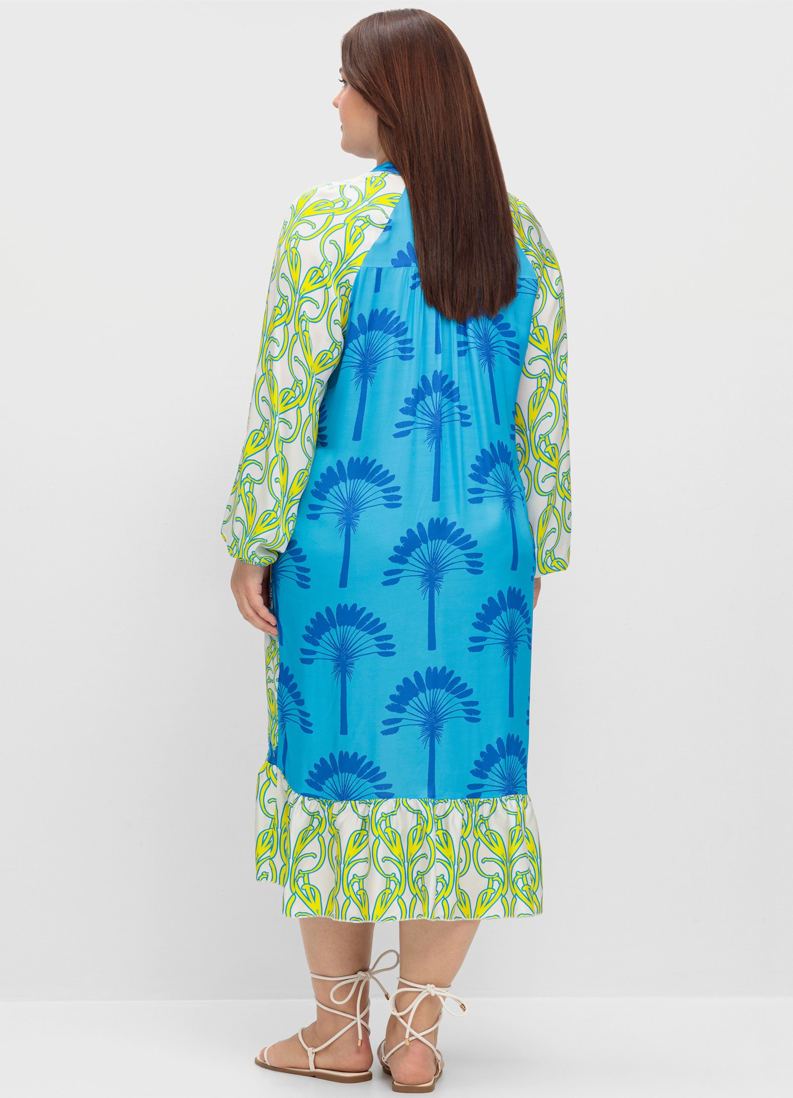 sheego loves miss goodlife Druckkleid im Multicolor-Mustermix - gelb-gemustert