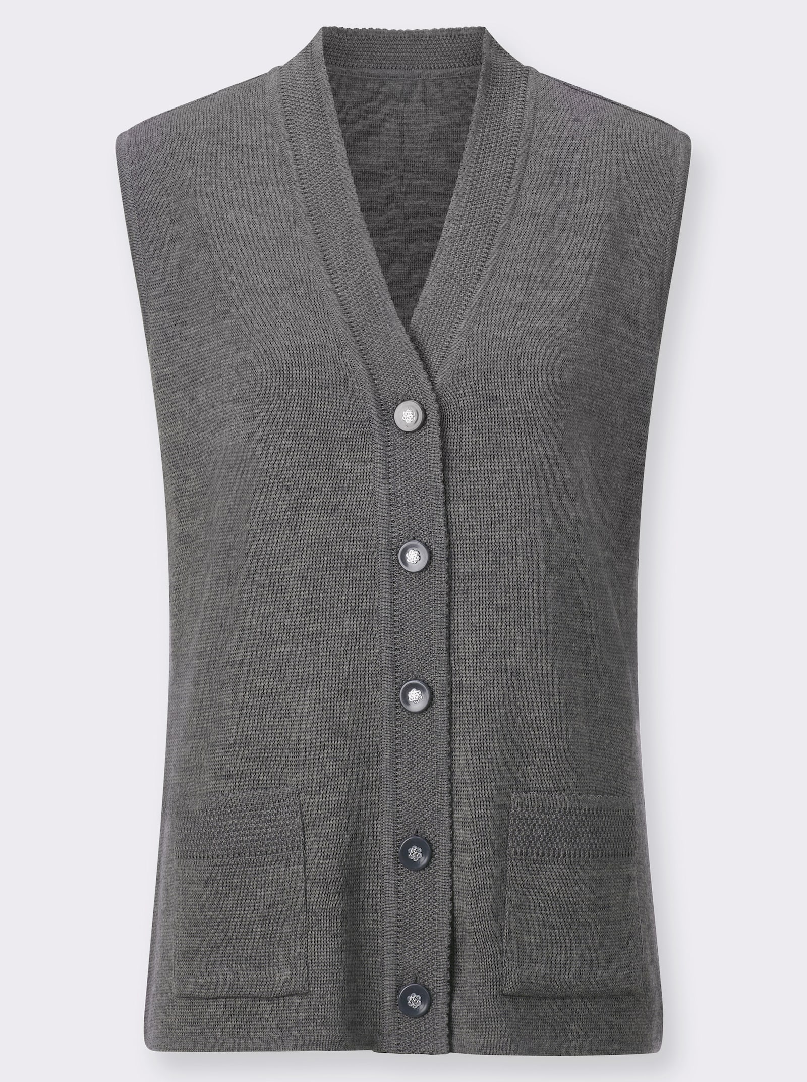 Strickweste mit Merinowolle - anthrazit