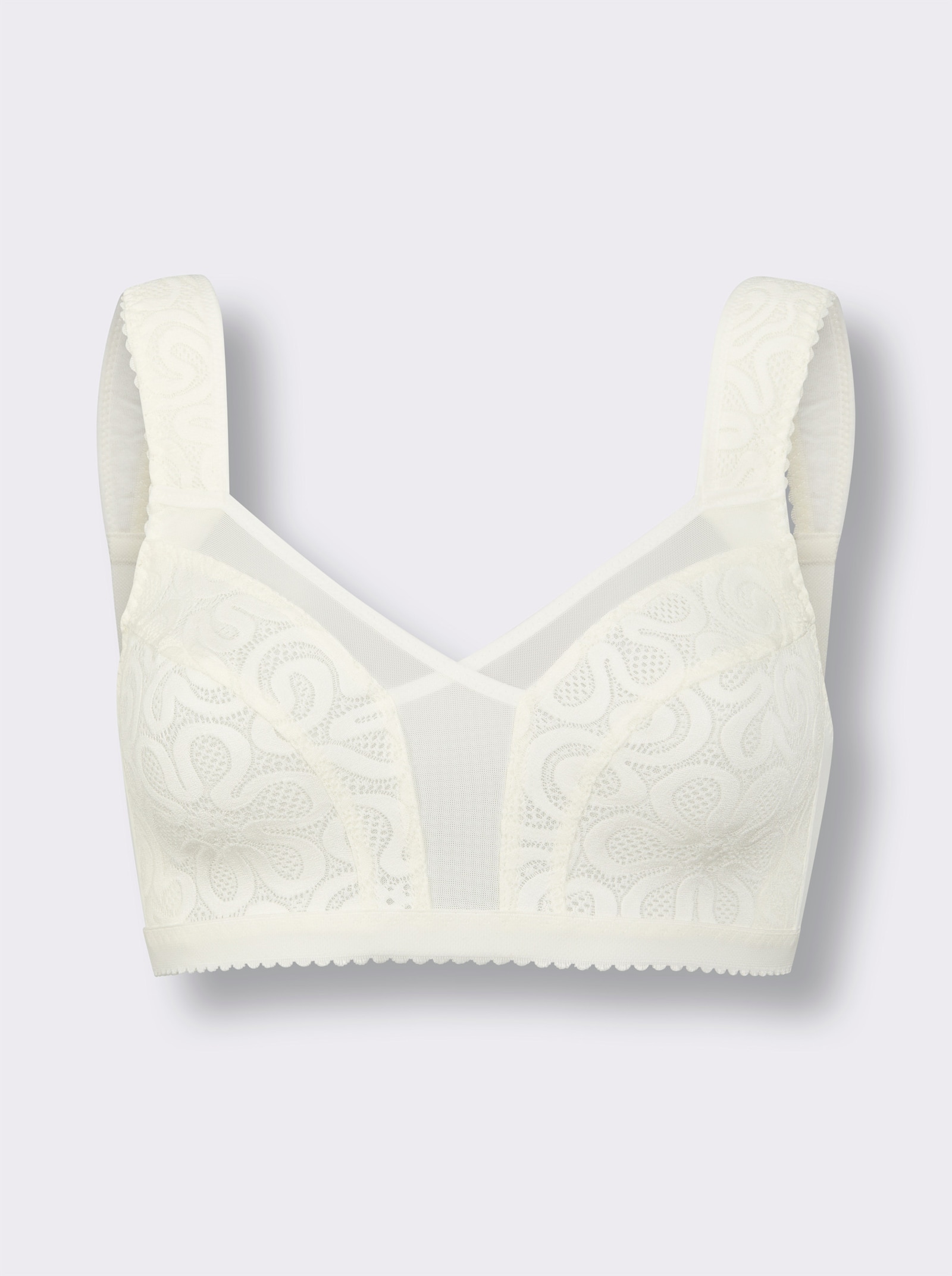 wäschepur Entlastungs-BH ohne Bügel mit Mesh- und Spitzeneinsatz - ecru