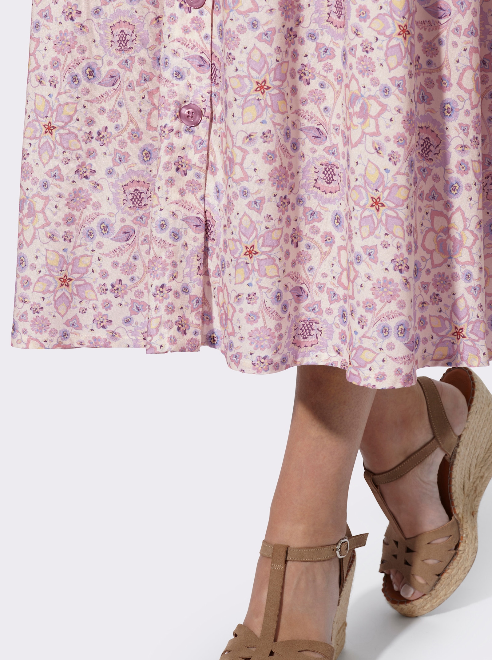 heine Jupe d'été avec motif mille fleurs - couleur ivoire-parme imprimé