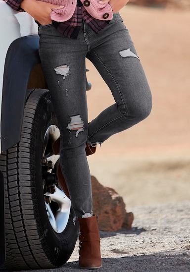 Buffalo Destroyed-Jeans - dark-grey-washed